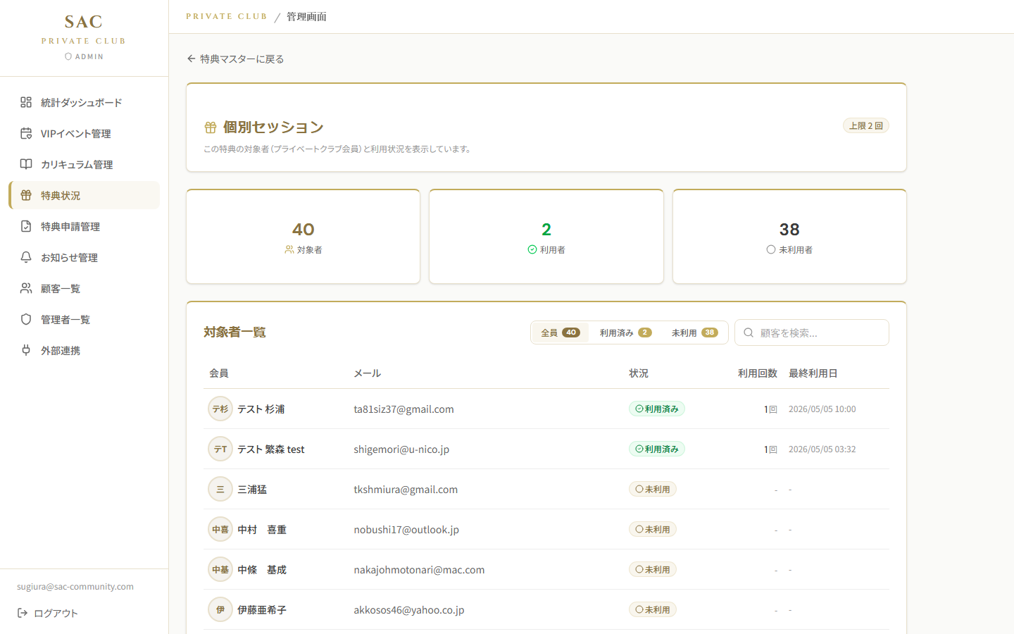 対象者一覧